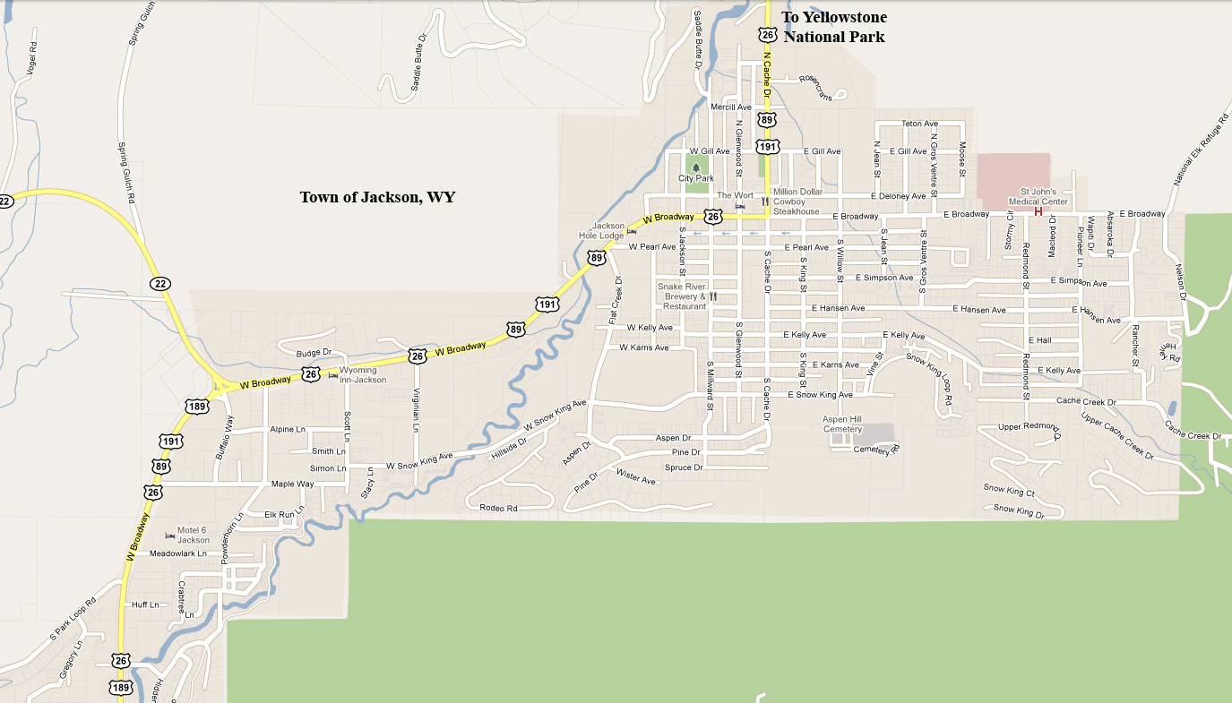 Jackson Wyoming Town Map